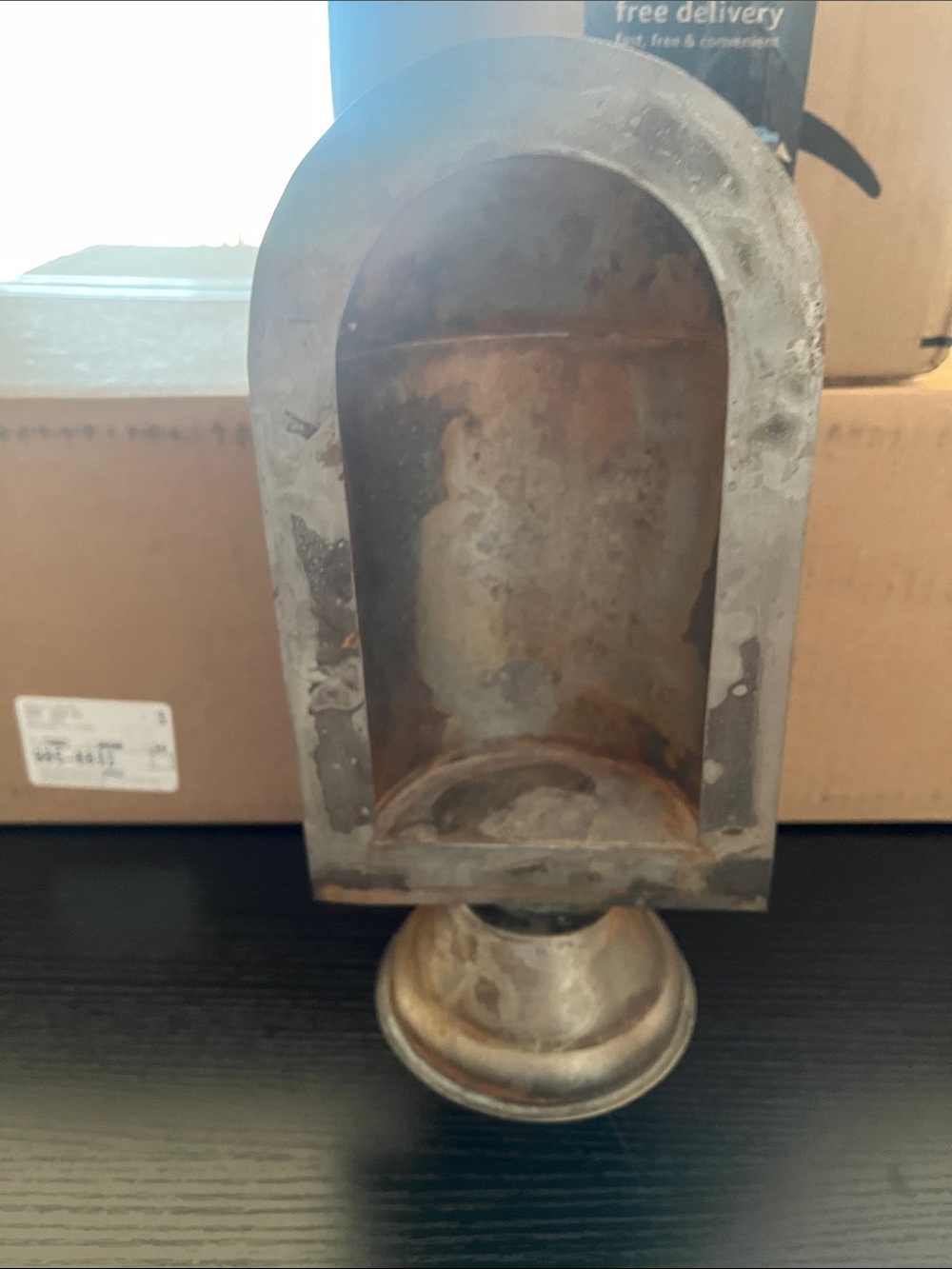 Patinated Silver Metal Wall Niche Lantern - Rustic Accent